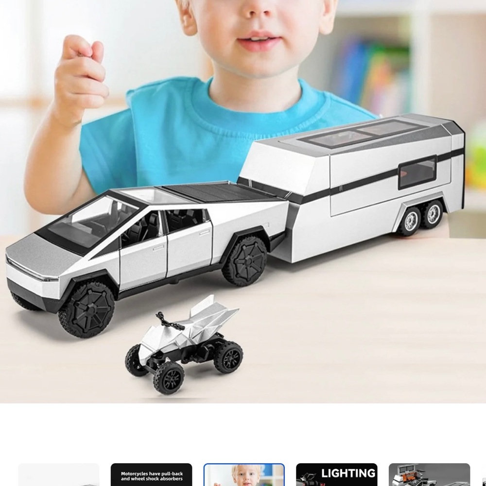 Kids Electric Toy Car and Trailer Set - Silver